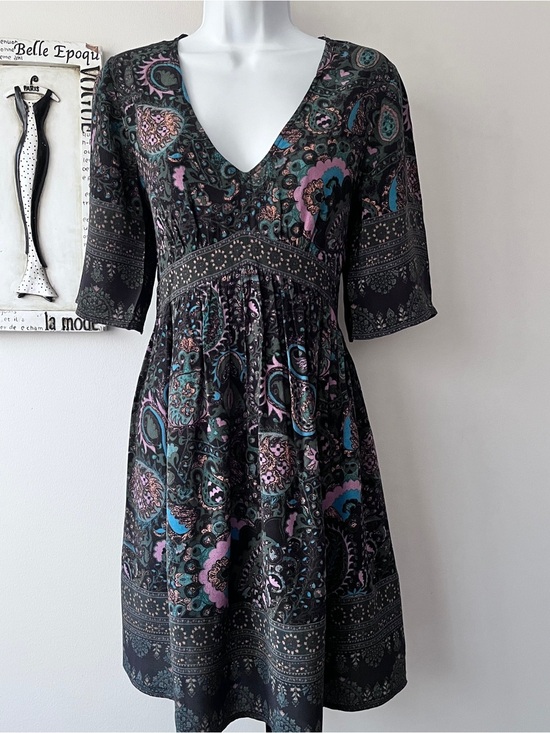 ba&sh Dresses & Skirts - ba&sh Black Green Paisley Boho Festival Women’s Zelda Dress Size S
